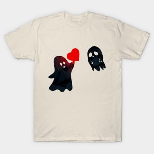 Extremely Cute Ghosts Love Heart - Funny T-Shirt